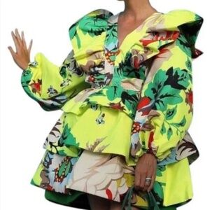 NWT Christopher John Rogers x Target Lime Green Yellow Puff Dress size 4